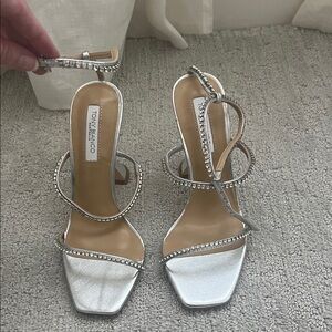 Tony Bianco Metallic Silver Strappy Heels